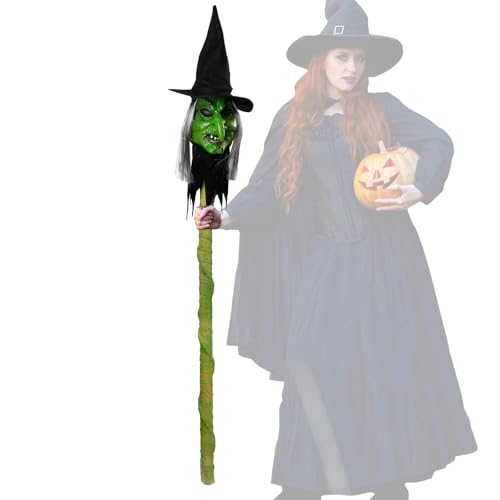 Halloween-Hexen-Gehstock, Zauberstab mit LED-Licht, abnehmbarer Gehstock mit Schocksensor, automatisch ausgelöst, böse Hexe, Soundeffekt für Halloween, Süßes oder Saures, Cosplay-Requisiten (Grün) Halloween-Hexen-Gehstock, Zauberstab mit LED-Licht, abnehmbarer Gehstock mit Schocksensor, automatisch ausgelöst, böse Hexe, Soundeffekt für Halloween, Süßes oder Saures, Cosplay-Requisiten (Grün) von SWTHM