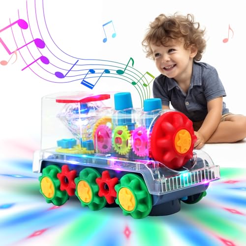 SWTOIPIG Transparentes Zahnradspielzeug, Glühzug, leuchtendes Musikspielzeug, elektrisches Spielzeug, 360 Grad drehbar, mechanisches Getriebe, Walking Spielzeug für Kinder, pädagogisches SWTOIPIG Transparentes Zahnradspielzeug, Glühzug, leuchtendes Musikspielzeug, elektrisches Spielzeug, 360 Grad drehbar, mechanisches Getriebe, Walking Spielzeug für Kinder, pädagogisches von SWTOIPIG