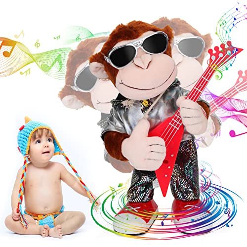 SWTOIPIG Tanzender Äffchen Plüschtier Singender Dance Äffchen Form Spielzeug Für Kinder Erwachsene Geschenk Haus Dekoration(Tanzender+Singender+Körperschütteln und Gitarrenschütteln) SWTOIPIG Tanzender Äffchen Plüschtier Singender Dance Äffchen Form Spielzeug Für Kinder Erwachsene Geschenk Haus Dekoration(Tanzender+Singender+Körperschütteln und Gitarrenschütteln) von SWTOIPIG