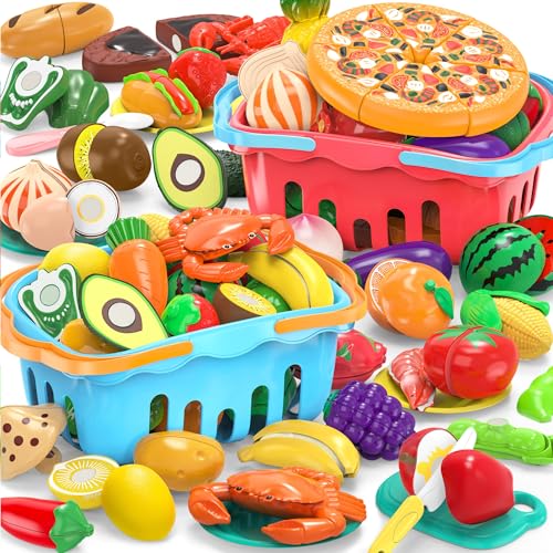 120-teiliges Schneide-Spielzeug für mehrere Kinder, mit 2-farbigen Körben. Küchenset mit Spiel-Lebensmitteln für Kleinkinder. Spiel-Küchenzubehör, künstliches Lebensmittel, Kitchen Toys Accessories 120-teiliges Schneide-Spielzeug für mehrere Kinder, mit 2-farbigen Körben. Küchenset mit Spiel-Lebensmitteln für Kleinkinder. Spiel-Küchenzubehör, künstliches Lebensmittel, Kitchen Toys Accessories von SWUNXION