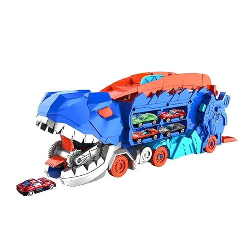 SWZEC POPOLIC Dinosaurier-Transporter 2-in-1 mit Spielzeugautos(Blau) von SWZEC