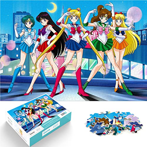 Jungen und Mädchen Puzzle 1000 Teile Puzzle Sailor Moon einfache Puzzles s Moon Hare Puzzle Lernspiele Spielzeug Familie Dekoration 75x50cm von SXBB