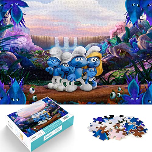 Puzzle 1000 Teile Die Schlümpfe Puzzle Erwachsene und Kinder Puzzle Schwierigkeitsgrad Elf im Pilzhaus Puzzle Lernspiel Spielzeug Familie Dekoration 38x26cm von SXBB