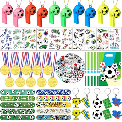 SXFENG 110 Stück Fußball Party Mitgebsel Kinder, Fußball Kindergeburtstag Set, Schlüsselanhänger, Temporäre Tattoos, Sticker, Fussball Give Aways Kindergeburtstag für Junge Mädchen (110pcs Fußball) SXFENG 110 Stück Fußball Party Mitgebsel Kinder, Fußball Kindergeburtstag Set, Schlüsselanhänger, Temporäre Tattoos, Sticker, Fussball Give Aways Kindergeburtstag für Junge Mädchen (110pcs Fußball) von SXFENG