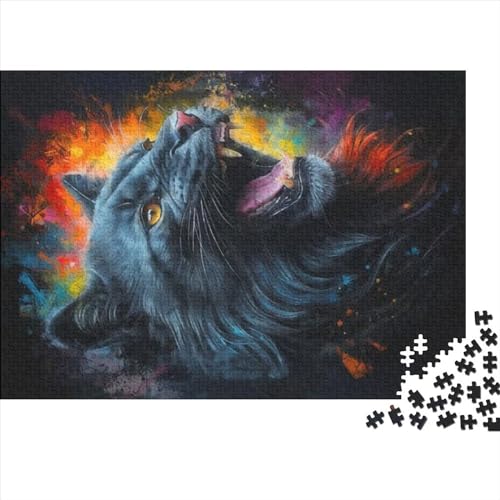 Das Brüllen der schwarzen Katze für Erwachsene, lustiges 1000-teiliges Puzzle, Lernspiel, intellektuelles Spiel, Entspannung und Intelligenz, Heimdekoration, Stressabbau, 500 Stück (52 x 38 cm) von SXLSDMNNSCBG