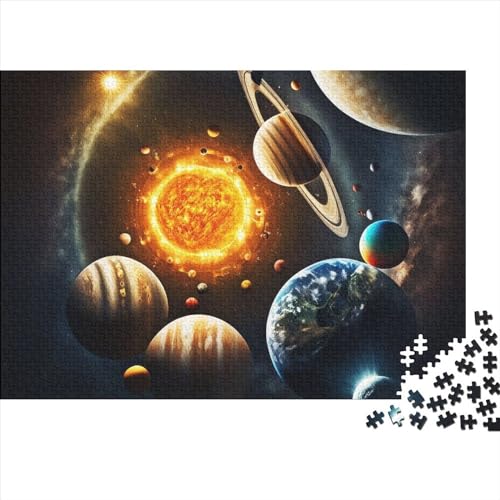 Sonnensystem-Malerei für Erwachsene, lustiges 1000-teiliges Puzzle, Bildungsspiel, intellektuelles Spiel, Entspannung und Intelligenz, Heimdekoration, Stressabbau, 300 Teile (40 x 28 cm) von SXLSDMNNSCBG