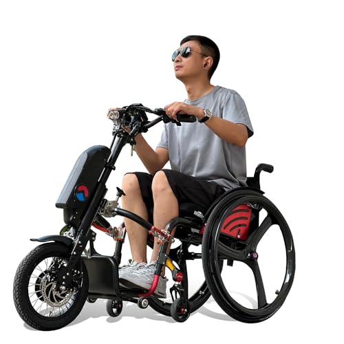 R00Q7 Elektrischer Rollstuhl, 35,6 cm, Luftreifen, Elektromotornabe für Erwachsene, Elektrorollstuhl, Vorderrad, Umbausatz, Traktorbefestigung mit Doppelscheibenbremsen von SXMA