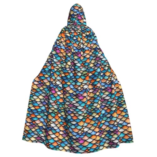 Farbige Fischschuppen, Unisex, Cosplay-Kostüm, Halloween, Kapuzenumhang, Umhang für Party, Verkleidung, durchgehender Uniform-Bademantel Farbige Fischschuppen, Unisex, Cosplay-Kostüm, Halloween, Kapuzenumhang, Umhang für Party, Verkleidung, durchgehender Uniform-Bademantel von SXOOGE