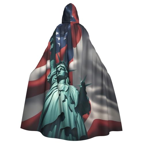 Freiheitsstatue-Flagge, Unisex, Cosplay-Kostüm, Halloween, Kapuzenumhang für Party, Verkleidung, volle Länge, Uniform-Bademantel von SXOOGE