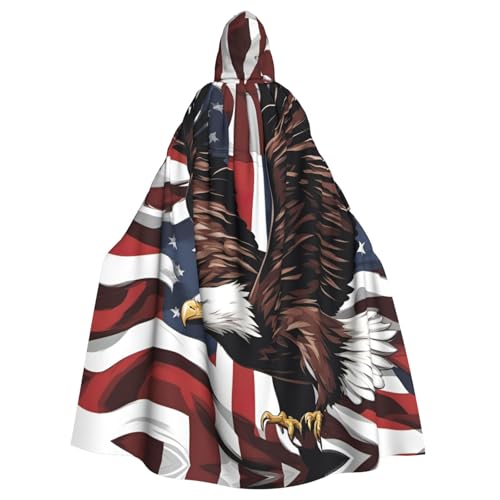 SXOOGE Adler mit USA-Flagge, Halloween-Umhang, Unisex, Kapuzenumhang, Cosplay-Kostüm, Umhang für Halloween, Kapuzenuniform SXOOGE Adler mit USA-Flagge, Halloween-Umhang, Unisex, Kapuzenumhang, Cosplay-Kostüm, Umhang für Halloween, Kapuzenuniform von SXOOGE
