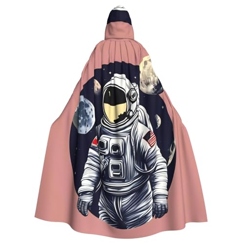 SXOOGE Astronaut on The Moon 1 Halloween Cloak Unisex Robe Hooded Cape Cosplay Costume Cape for Halloween Hooded Uniform von SXOOGE