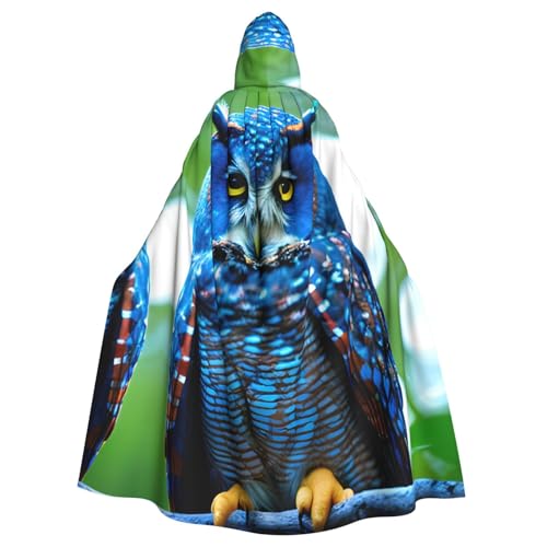 SXOOGE Blaue Eule Halloween Umhang Unisex Robe Kapuzenumhang Cosplay Kostüm Umhang für Halloween Kapuzenuniform SXOOGE Blaue Eule Halloween Umhang Unisex Robe Kapuzenumhang Cosplay Kostüm Umhang für Halloween Kapuzenuniform von SXOOGE