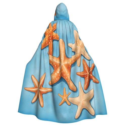 SXOOGE Blauer Hintergrund Seestern Halloween Umhang Unisex Robe Kapuzenumhang Cosplay Kostüm Umhang für Halloween Kapuzenuniform SXOOGE Blauer Hintergrund Seestern Halloween Umhang Unisex Robe Kapuzenumhang Cosplay Kostüm Umhang für Halloween Kapuzenuniform von SXOOGE