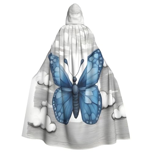 SXOOGE Blauer Schmetterling und Wolken, 1 Halloween-Umhang, Unisex, Kapuzenumhang, Cosplay-Kostüm, Umhang für Halloween, Kapuzenuniform SXOOGE Blauer Schmetterling und Wolken, 1 Halloween-Umhang, Unisex, Kapuzenumhang, Cosplay-Kostüm, Umhang für Halloween, Kapuzenuniform von SXOOGE