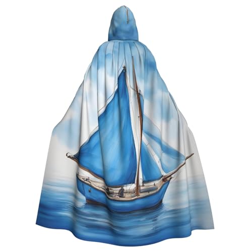 SXOOGE Blauer Segelboot-Halloween-Umhang, Unisex, Kapuzenumhang, Cosplay-Kostüm, Umhang für Halloween, Kapuzenuniform SXOOGE Blauer Segelboot-Halloween-Umhang, Unisex, Kapuzenumhang, Cosplay-Kostüm, Umhang für Halloween, Kapuzenuniform von SXOOGE