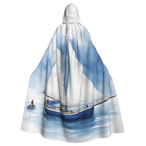 SXOOGE Blaues Segelboot 1 Halloween-Umhang Unisex Robe Kapuzenumhang Cosplay Kostüm Umhang für Halloween Kapuzenuniform SXOOGE Blaues Segelboot 1 Halloween-Umhang Unisex Robe Kapuzenumhang Cosplay Kostüm Umhang für Halloween Kapuzenuniform von SXOOGE
