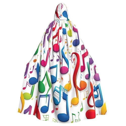 SXOOGE Bunte Musiknoten, 1 Halloween-Umhang, Unisex, Kapuzenumhang, Cosplay-Kostüm, Umhang für Halloween, Kapuzenuniform SXOOGE Bunte Musiknoten, 1 Halloween-Umhang, Unisex, Kapuzenumhang, Cosplay-Kostüm, Umhang für Halloween, Kapuzenuniform von SXOOGE