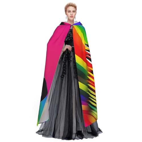 SXOOGE Buntes Regenbogen-Zebra-Halloween-Umhang, Unisex, Kapuzenumhang, Cosplay-Kostüm, Umhang für Halloween, Kapuzenuniform SXOOGE Buntes Regenbogen-Zebra-Halloween-Umhang, Unisex, Kapuzenumhang, Cosplay-Kostüm, Umhang für Halloween, Kapuzenuniform von SXOOGE
