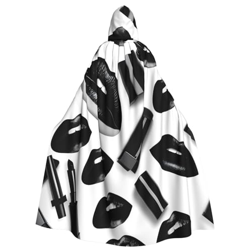 SXOOGE Cooler schwarzer Lippenstift-Lippen-Halloween-Umhang, Unisex, Kapuzenumhang, Cosplay-Kostüm, Umhang für Halloween, Kapuzenuniform SXOOGE Cooler schwarzer Lippenstift-Lippen-Halloween-Umhang, Unisex, Kapuzenumhang, Cosplay-Kostüm, Umhang für Halloween, Kapuzenuniform von SXOOGE