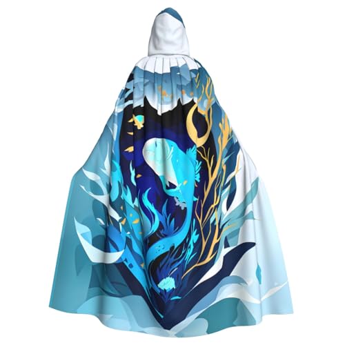 SXOOGE Dunkelblauer Tierwal-Halloween-Umhang, Unisex, Kapuzenumhang, Cosplay-Kostüm, Umhang für Halloween, Kapuzenuniform SXOOGE Dunkelblauer Tierwal-Halloween-Umhang, Unisex, Kapuzenumhang, Cosplay-Kostüm, Umhang für Halloween, Kapuzenuniform von SXOOGE