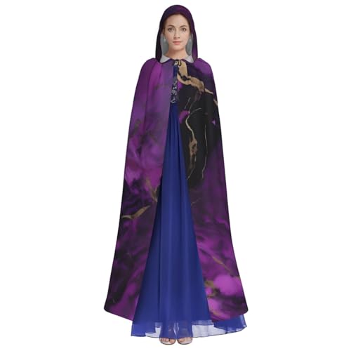 SXOOGE Dunkelvioletter Marmor-Halloween-Umhang, Unisex, Kapuzenumhang, Cosplay-Kostüm, Umhang für Halloween, Kapuzenuniform von SXOOGE