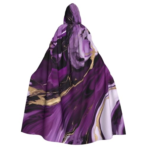 SXOOGE Dunkelvioletter Marmor-Umhang, Unisex, Kapuzenumhang, Cosplay-Kostüm, Umhang für Halloween, Kapuzenuniform von SXOOGE