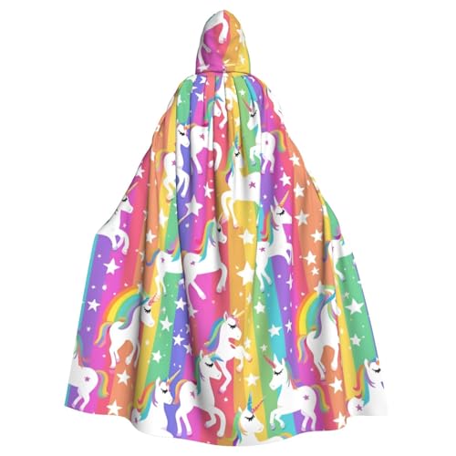 SXOOGE Einhörner auf Streifen, Unisex, Cosplay-Kostüm, Halloween, Kapuzenumhang, Umhang für Party, Verkleidung, volle Länge, Uniform-Bademantel SXOOGE Einhörner auf Streifen, Unisex, Cosplay-Kostüm, Halloween, Kapuzenumhang, Umhang für Party, Verkleidung, volle Länge, Uniform-Bademantel von SXOOGE