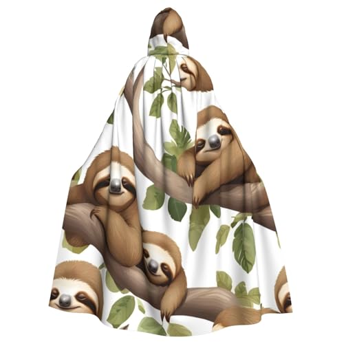 SXOOGE Faultier-Hintergrund, Unisex, Cosplay-Kostüm, Halloween, Kapuzenumhang, Umhang für Party, Verkleidung, volle Länge, Uniform-Bademantel SXOOGE Faultier-Hintergrund, Unisex, Cosplay-Kostüm, Halloween, Kapuzenumhang, Umhang für Party, Verkleidung, volle Länge, Uniform-Bademantel von SXOOGE