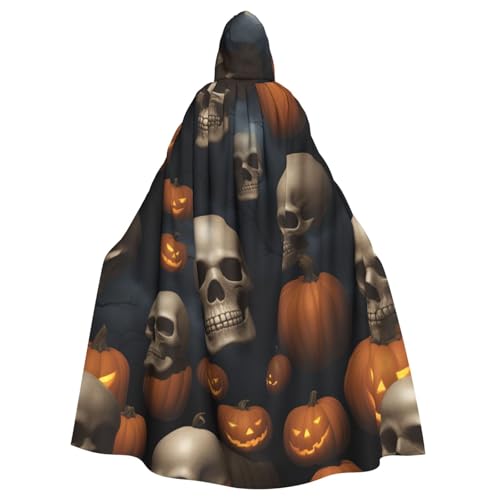 SXOOGE Halloween-Totenkopf-Motiv, Unisex, Cosplay-Kostüm, Halloween-Kapuzenumhang für Party, Verkleidung, volle Länge, Uniform-Bademantel von SXOOGE