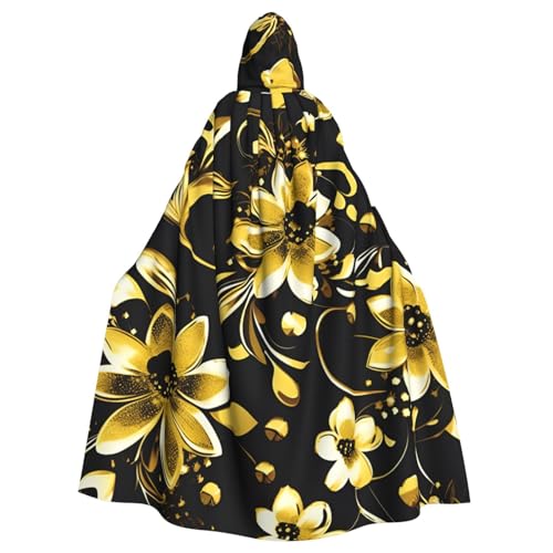 SXOOGE Halloween-Umhang mit schwarzen und goldenen Blumen, Unisex, Kapuzenumhang, Cosplay-Kostüm, Umhang für Halloween, Kapuzenuniform SXOOGE Halloween-Umhang mit schwarzen und goldenen Blumen, Unisex, Kapuzenumhang, Cosplay-Kostüm, Umhang für Halloween, Kapuzenuniform von SXOOGE