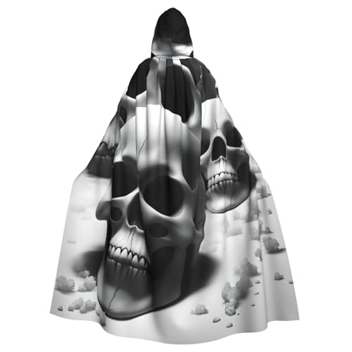 SXOOGE Halloween-Umhang mit schwarzen und weißen Totenköpfen, Unisex, Kapuzenumhang, Cosplay-Kostüm, Umhang für Halloween, Kapuzenuniform SXOOGE Halloween-Umhang mit schwarzen und weißen Totenköpfen, Unisex, Kapuzenumhang, Cosplay-Kostüm, Umhang für Halloween, Kapuzenuniform von SXOOGE