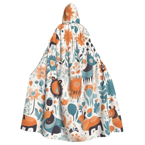 SXOOGE Halloween-Umhang mit süßem Blumenmuster und Tiermuster, unisex, Kapuzenumhang, Cosplay-Kostüm, Umhang für Halloween, Kapuzenuniform SXOOGE Halloween-Umhang mit süßem Blumenmuster und Tiermuster, unisex, Kapuzenumhang, Cosplay-Kostüm, Umhang für Halloween, Kapuzenuniform von SXOOGE