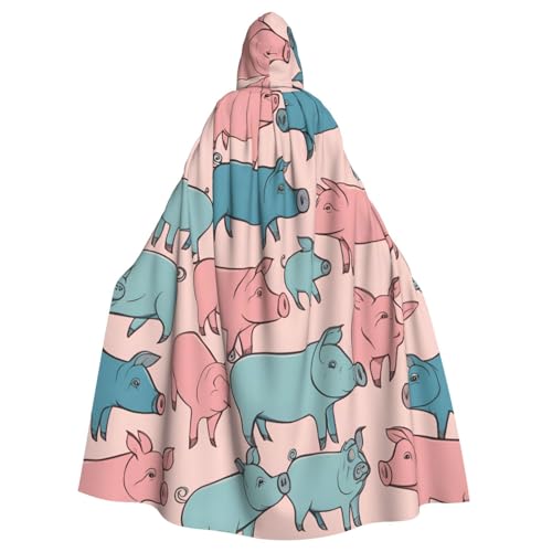 SXOOGE Halloween-Umhang mit süßem Schweinemuster, Unisex, Kapuzenumhang, Cosplay-Kostüm, Umhang für Halloween, Kapuzenuniform SXOOGE Halloween-Umhang mit süßem Schweinemuster, Unisex, Kapuzenumhang, Cosplay-Kostüm, Umhang für Halloween, Kapuzenuniform von SXOOGE