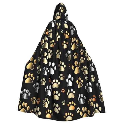 SXOOGE Hundepfotenabdrücke, unisex, Cosplay-Kostüm, Halloween, Kapuzenumhang für Party, Verkleidung, durchgehender Uniform-Bademantel von SXOOGE