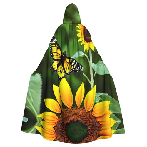 SXOOGE Kapuzenumhang mit Sonnenblumen-Schmetterling, Unisex, Cosplay-Kostüm, Halloween, Umhang für Party, Verkleidung, volle Länge, Uniform-Bademantel SXOOGE Kapuzenumhang mit Sonnenblumen-Schmetterling, Unisex, Cosplay-Kostüm, Halloween, Umhang für Party, Verkleidung, volle Länge, Uniform-Bademantel von SXOOGE