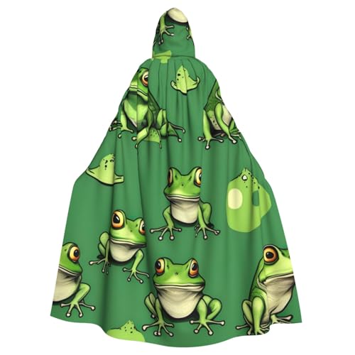SXOOGE Lustiger grüner Frosch-Halloween-Umhang, Unisex, Kapuzenumhang, Cosplay-Kostüm, Umhang für Halloween, Kapuzenuniform SXOOGE Lustiger grüner Frosch-Halloween-Umhang, Unisex, Kapuzenumhang, Cosplay-Kostüm, Umhang für Halloween, Kapuzenuniform von SXOOGE