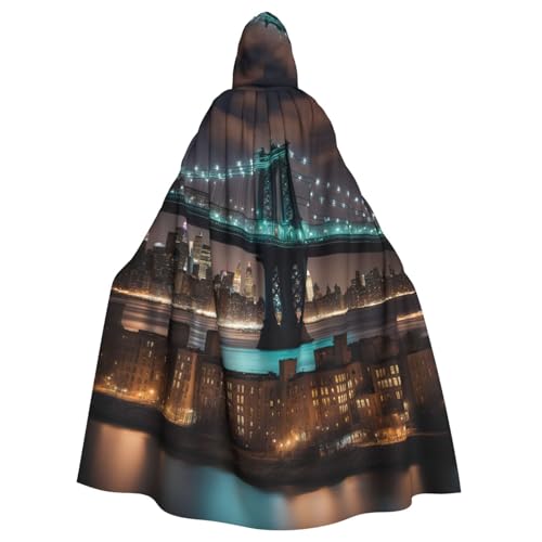 SXOOGE New York Manhattan Bridge Night Unisex Cosplay Kostüm Halloween Kapuzenumhang Umhang für Party Dress Up volle Länge Uniform Robe von SXOOGE