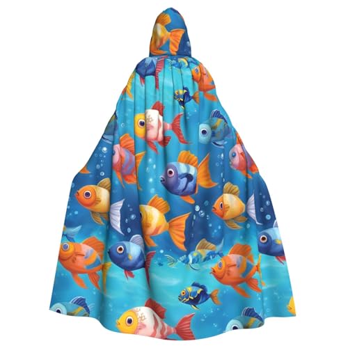 SXOOGE Ocean Fishes Unisex-Kostüm, Cosplay-Kostüm, Halloween, Kapuzenumhang, Umhang für Party, Verkleidung, volle Länge, Uniform-Bademantel von SXOOGE
