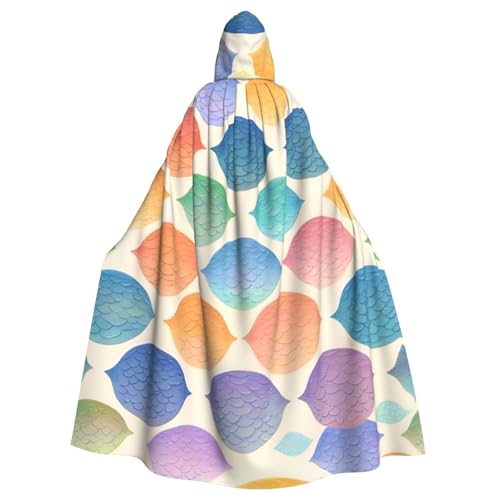 SXOOGE Regenbogenfischschuppen-Unisex-Kostüm, Halloween-Kapuzenumhang für Party, Verkleidung, volle Länge, Uniform-Bademantel von SXOOGE