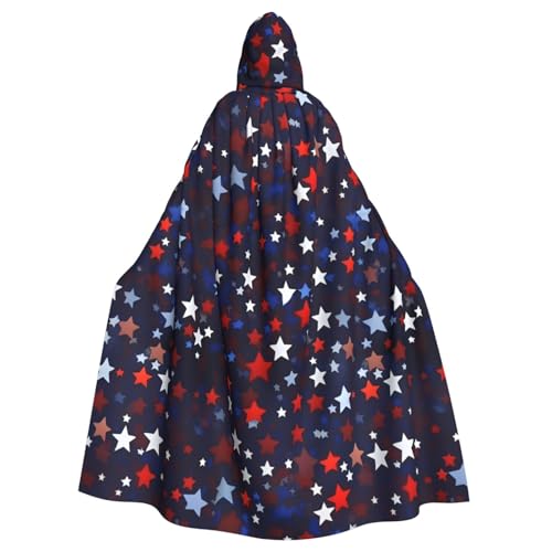 SXOOGE Rote blaue Sterne, Unisex, Cosplay-Kostüm, Halloween, Kapuzenumhang, Umhang für Party, Verkleidung, volle Länge, Uniform-Bademantel von SXOOGE