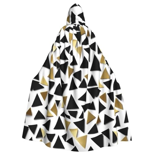 SXOOGE Schwarz-Weiß-Gold, Dreiecke, Unisex, Cosplay-Kostüm, Halloween, Kapuzenumhang, Umhang für Party, Verkleidung, volle Länge, Uniform-Bademantel von SXOOGE
