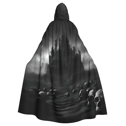 SXOOGE Schwarzer und weißer Totenkopf, 1 Halloween-Umhang, Unisex, Kapuzenumhang, Cosplay-Kostüm, Umhang für Halloween, Kapuzenuniform SXOOGE Schwarzer und weißer Totenkopf, 1 Halloween-Umhang, Unisex, Kapuzenumhang, Cosplay-Kostüm, Umhang für Halloween, Kapuzenuniform von SXOOGE