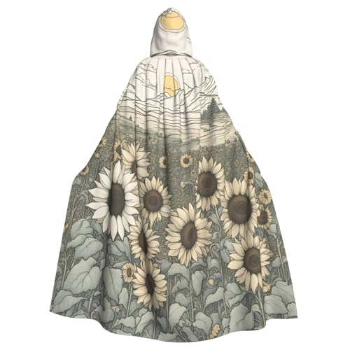 SXOOGE Sonnenblumen, Kamille, Unisex, Cosplay-Kostüm, Halloween, Kapuzenumhang, Umhang für Party, Verkleidung, volle Länge, Uniform-Bademantel von SXOOGE