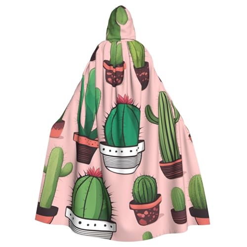 SXOOGE Süßer Kaktus 1 Halloween-Umhang, Unisex, Kapuzenumhang, Cosplay-Kostüm, Umhang für Halloween, Kapuzenuniform von SXOOGE