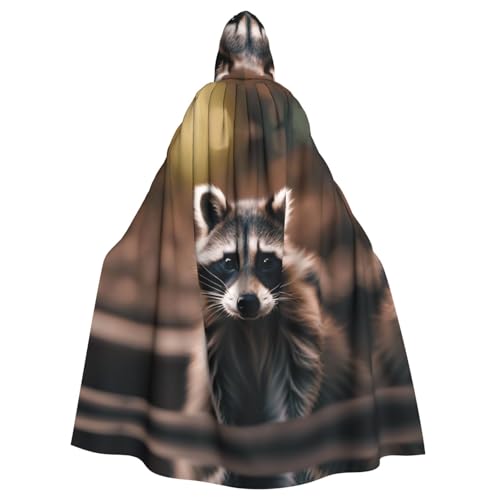 SXOOGE Süßer Waschbär (1) Unisex Cosplay Kostüm Halloween Kapuzenumhang Umhang für Party Verkleiden voller Länge Uniform Robe von SXOOGE