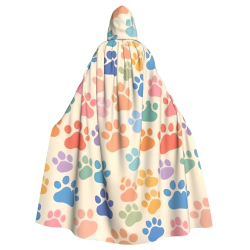 SXOOGE Süßer farbenfroher Hundepfoten-Umhang für Cosplay, Halloween, mit Kapuze, Umhang für Partys, Ganzkörper-Bademantel SXOOGE Süßer farbenfroher Hundepfoten-Umhang für Cosplay, Halloween, mit Kapuze, Umhang für Partys, Ganzkörper-Bademantel von SXOOGE