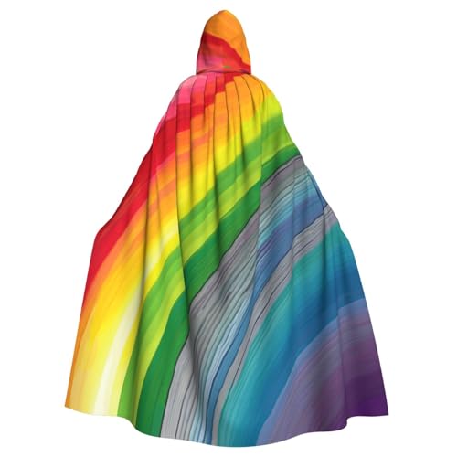 SXOOGE Umhang mit Kapuze für Cosplay, Halloween, Regenbogenfarben, gestreift, für Partys, Uniform-Bademantel von SXOOGE