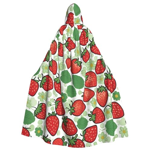 SXOOGE Unisex-Kostüm mit Erdbeer-Muster, Cosplay-Kostüm, Halloween, Kapuzenumhang für Party, Verkleidung, durchgehender Uniform-Bademantel SXOOGE Unisex-Kostüm mit Erdbeer-Muster, Cosplay-Kostüm, Halloween, Kapuzenumhang für Party, Verkleidung, durchgehender Uniform-Bademantel von SXOOGE