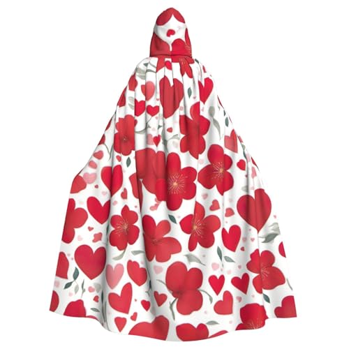 SXOOGE Valentinstag-Umhang mit roter Herz-Blume, Unisex, Cosplay, Halloween, Kapuzenumhang, Umhang für Party, Verkleidung, volle Länge, Uniform-Bademantel SXOOGE Valentinstag-Umhang mit roter Herz-Blume, Unisex, Cosplay, Halloween, Kapuzenumhang, Umhang für Party, Verkleidung, volle Länge, Uniform-Bademantel von SXOOGE