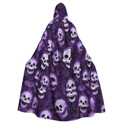 SXOOGE Violettes Horror-Muster, Unisex, Cosplay-Kostüm, Halloween, Kapuzenumhang für Party, Verkleidung, Ganzkörper-Bademantel von SXOOGE